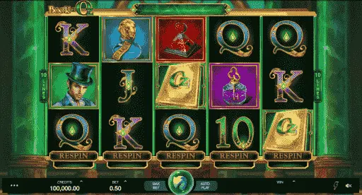 Book of Oz slot with multipliers